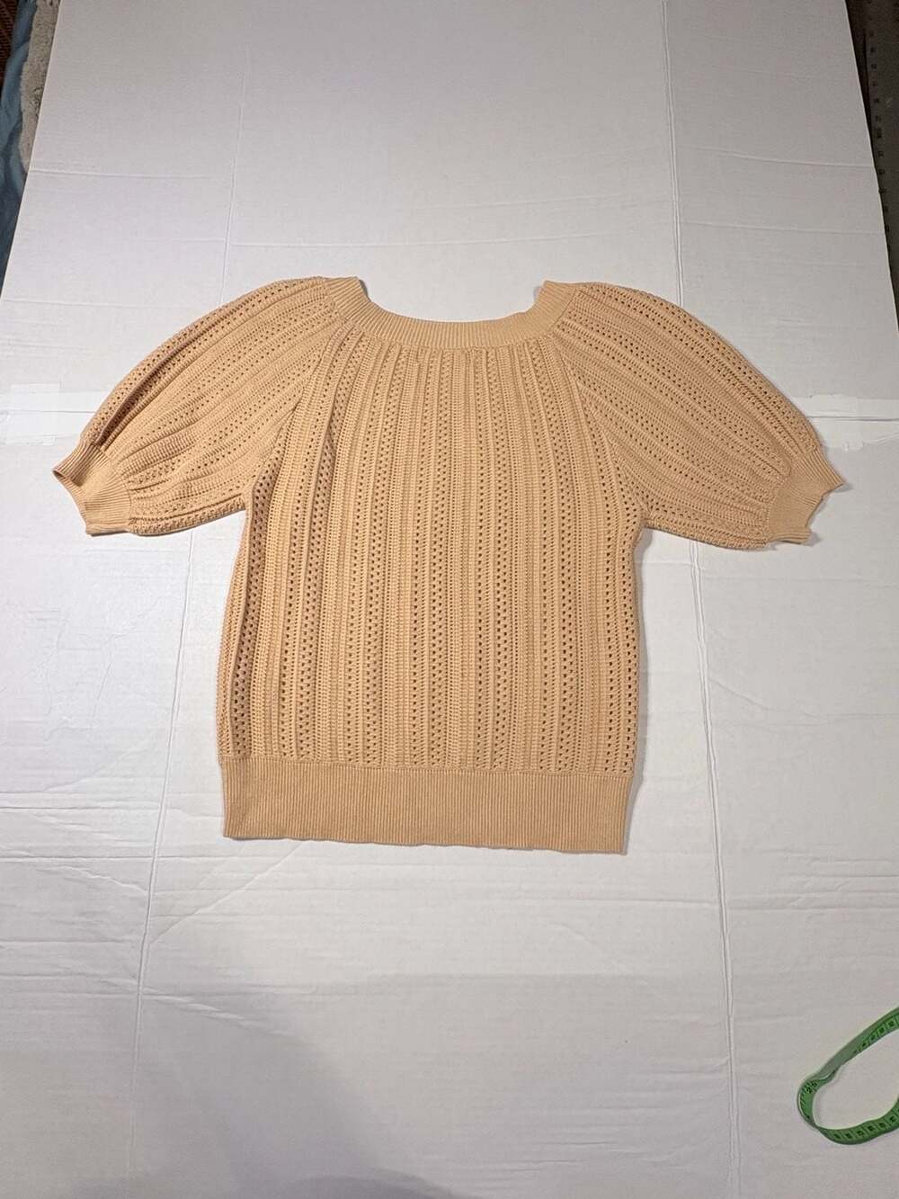 Philosophy Republic Clothing Women's Puff Sleeve Pointelle Knit Sweater #1062 - Picture 8 of 8